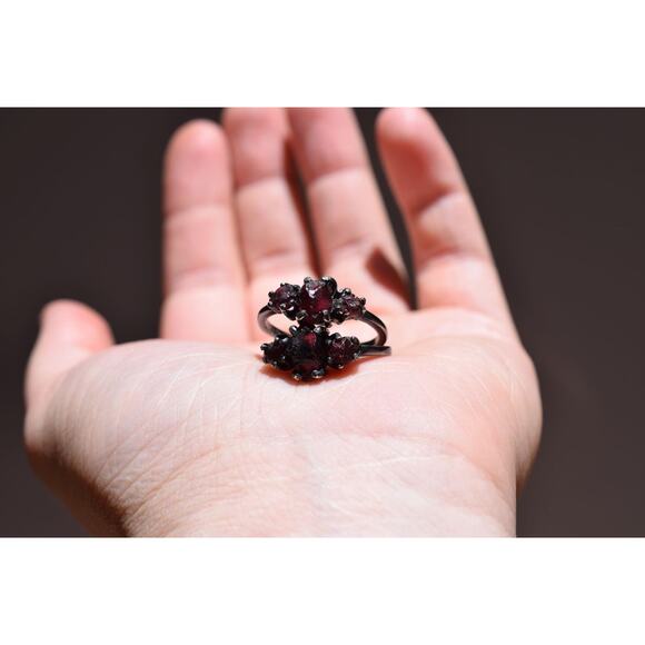Ruby ring raw July birthstone three stone gift for wife daughter woman